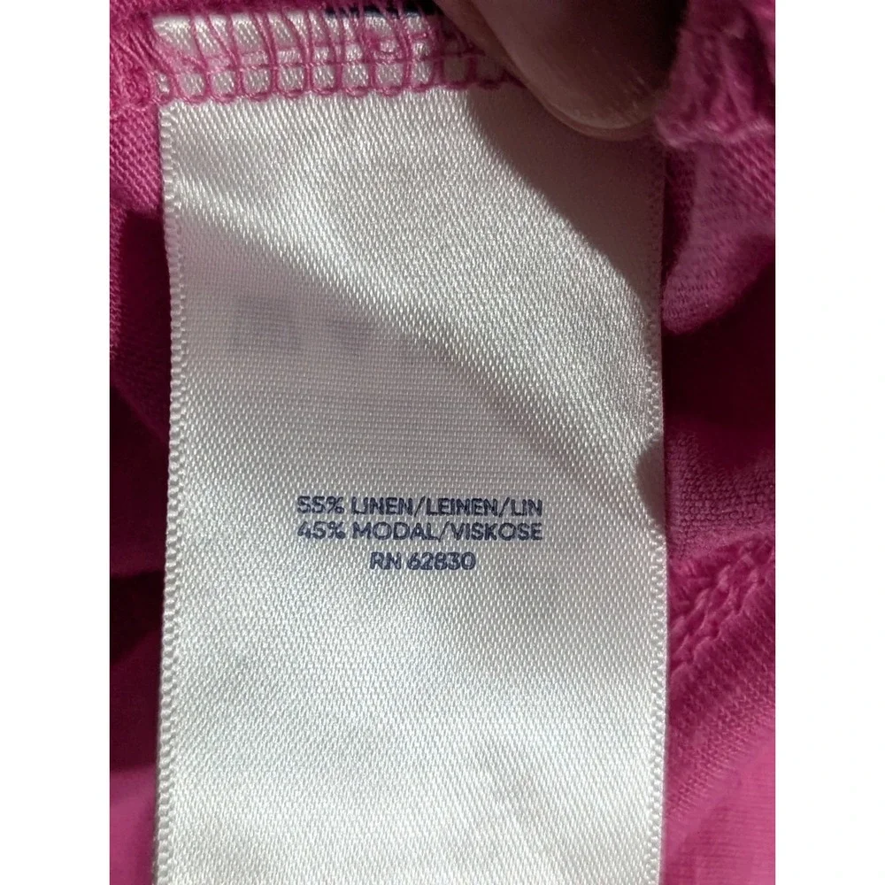 Lands' End Womens Pink V‎ Neck Tunic Lagenlook Linen Blend Shirt Size Small